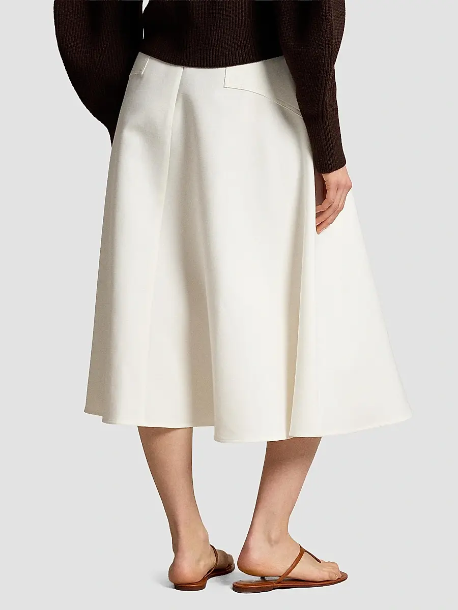 Polo Ralph Lauren Women's Cotton-Wool A-Line Midi Skirt | Thumbnail 3 Polo Ralph Lauren Women's Cotton-Wool A-Line Midi Skirt | Thumbnail 3