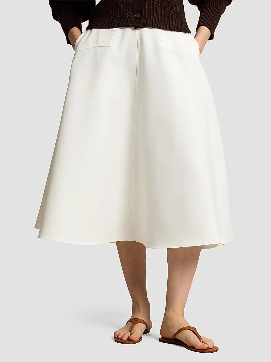 Polo Ralph Lauren Women's Cotton-Wool A-Line Midi Skirt | Thumbnail 4 Polo Ralph Lauren Women's Cotton-Wool A-Line Midi Skirt | Thumbnail 4
