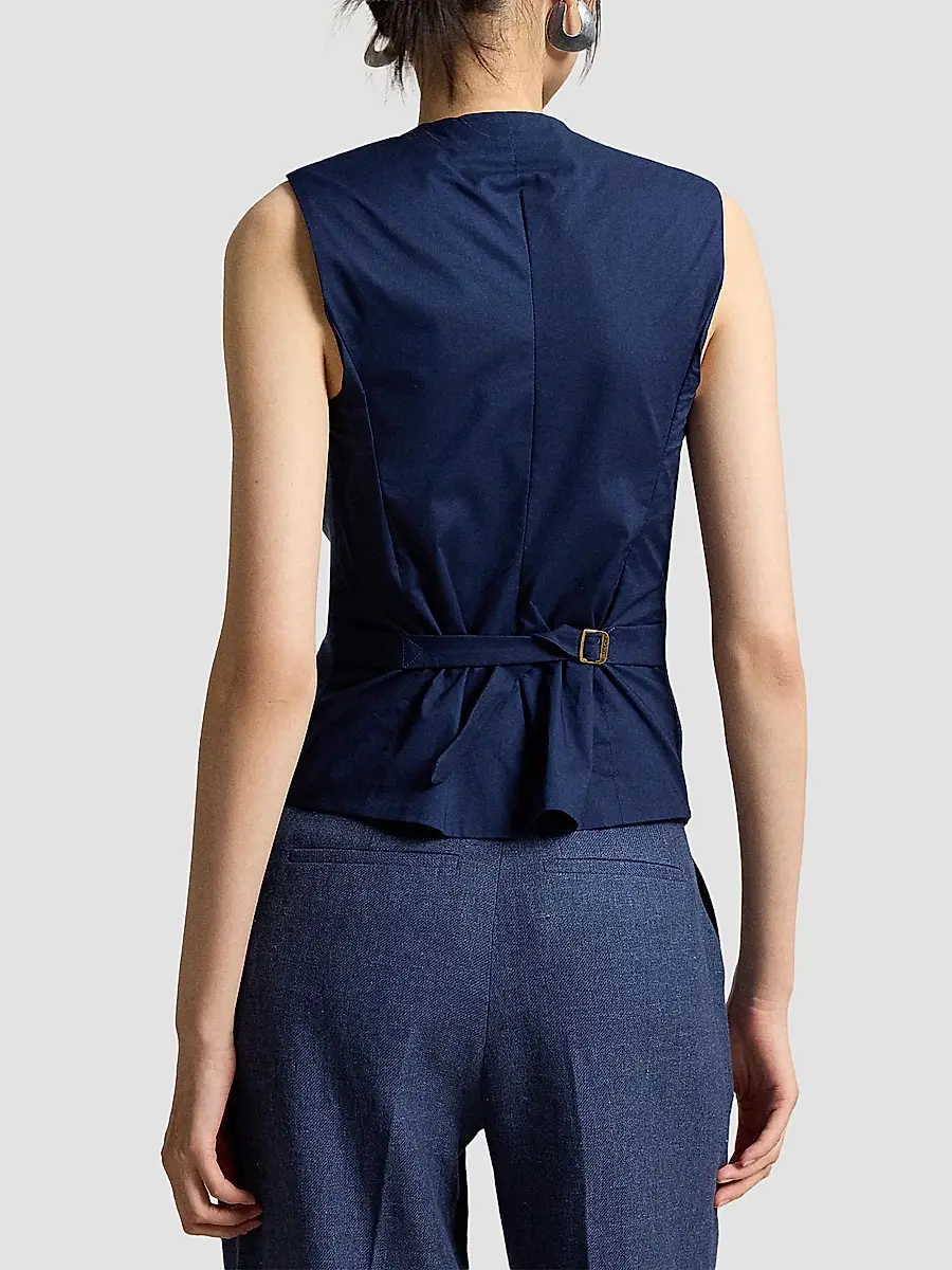 Polo Ralph Lauren Women's Buttoned Linen-Cotton Vest | Thumbnail 3 Polo Ralph Lauren Women's Buttoned Linen-Cotton Vest | Thumbnail 3