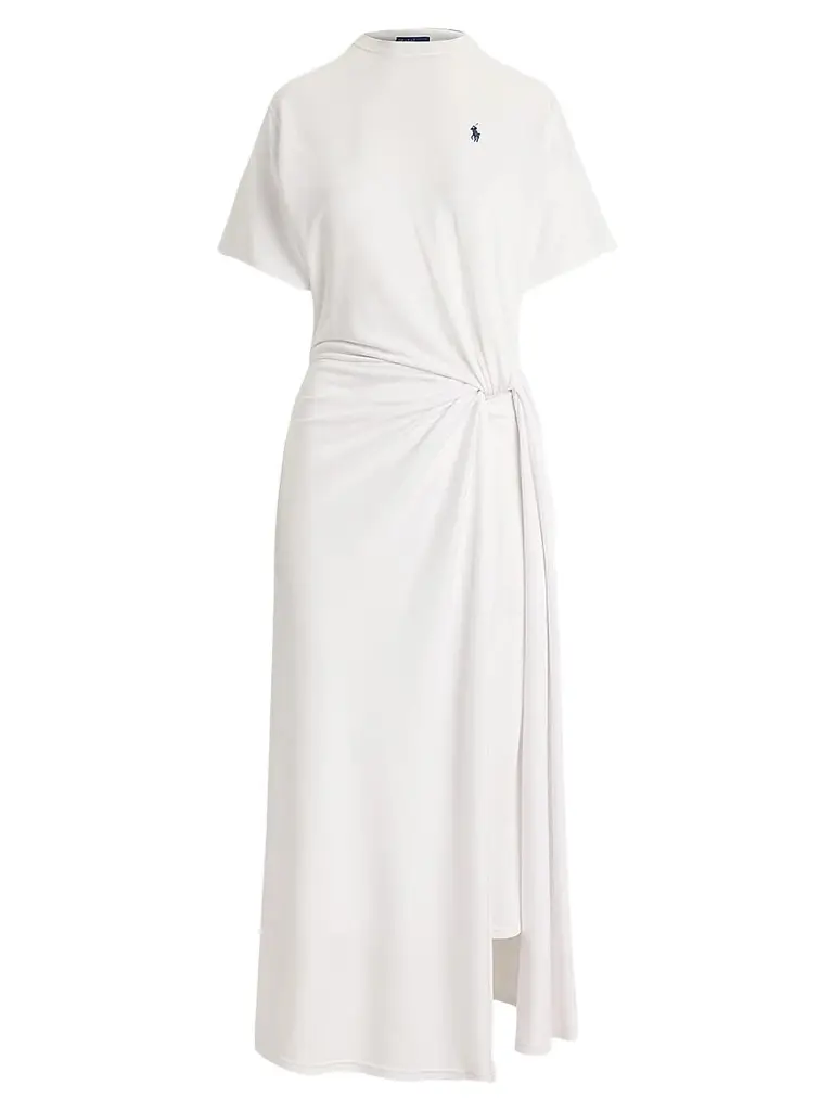 Polo Ralph Lauren Women's Twist-Detail T-Shirt Midi Dress - White - Size XS | Image 1 Polo Ralph Lauren Women's Twist-Detail T-Shirt Midi Dress - White - Size XS | Image 1