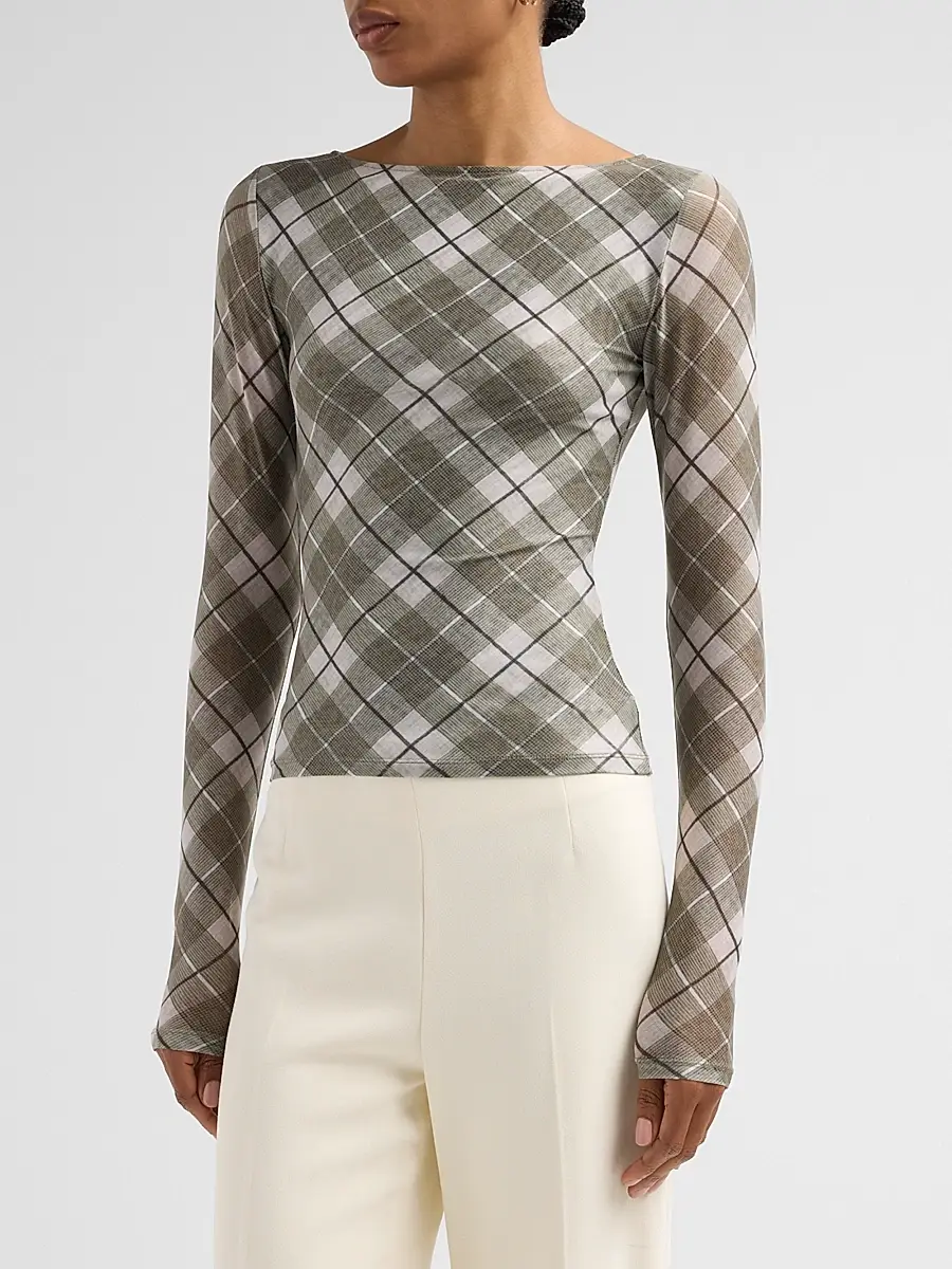 Ronny Kobo Women's Flume Plaid Long-Sleeve Top | Thumbnail 4