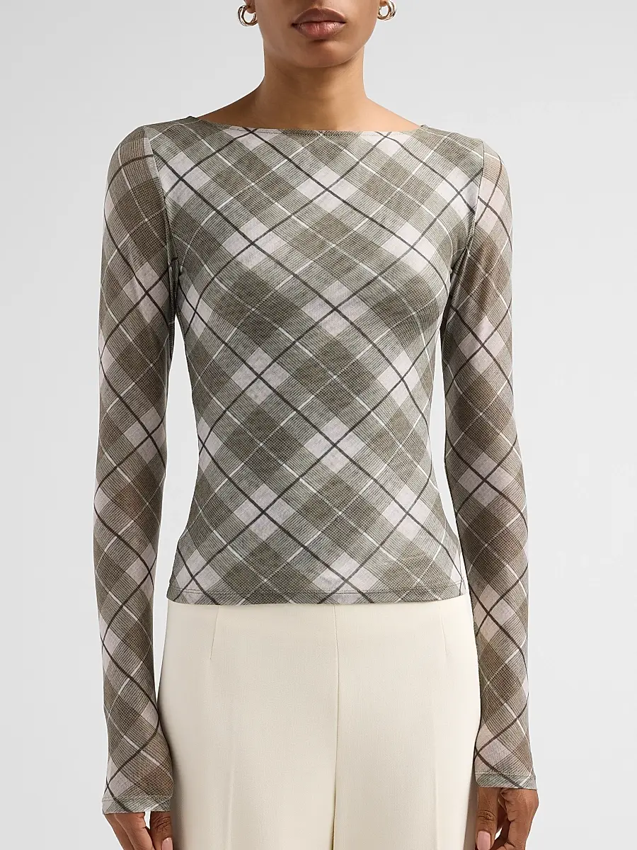 Ronny Kobo Women's Flume Plaid Long-Sleeve Top | Thumbnail 5