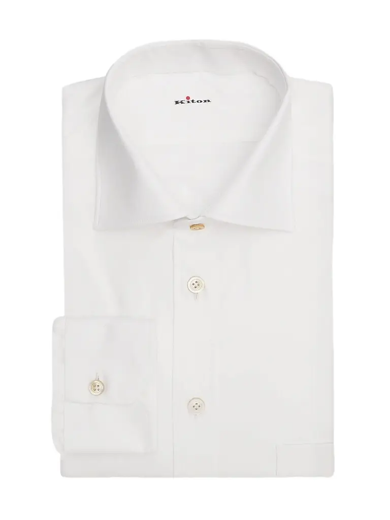 Kiton Men's Cotton Classic-Fit Dress Shirt - White | Image 1 Kiton Men's Cotton Classic-Fit Dress Shirt - White | Image 1