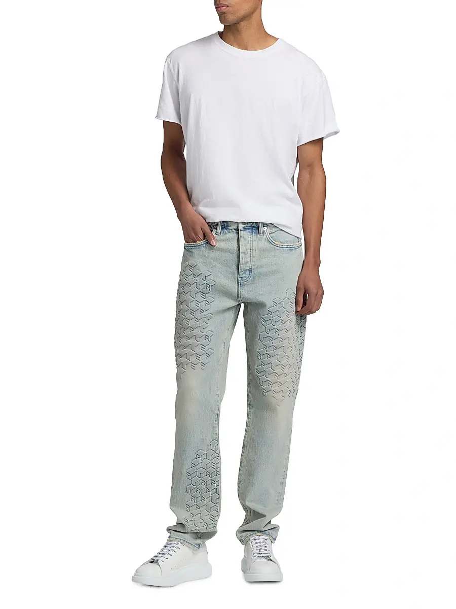 Purple Brand Men's Monogram Embossed Slim Straight Jeans | Thumbnail 2 Purple Brand Men's Monogram Embossed Slim Straight Jeans | Thumbnail 2