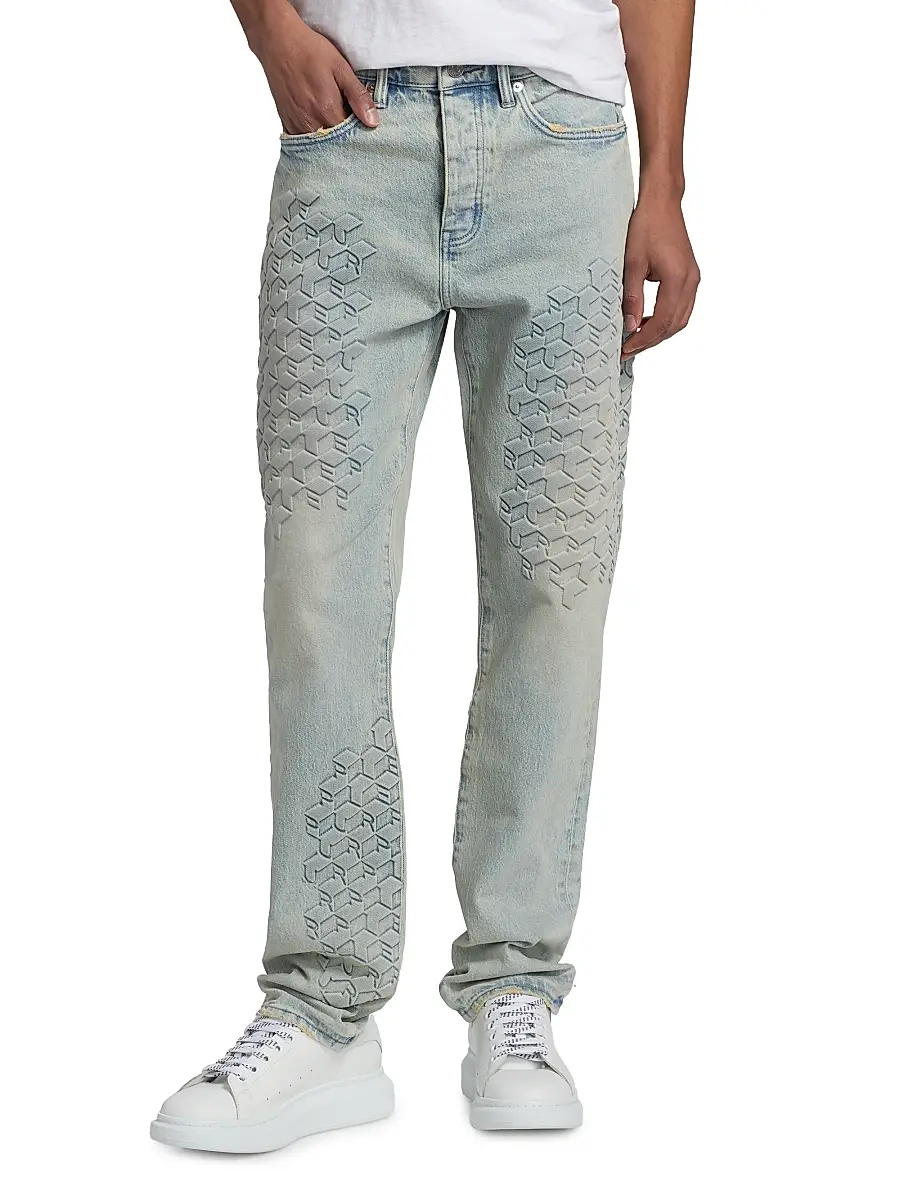 Purple Brand Men's Monogram Embossed Slim Straight Jeans | Thumbnail 3 Purple Brand Men's Monogram Embossed Slim Straight Jeans | Thumbnail 3