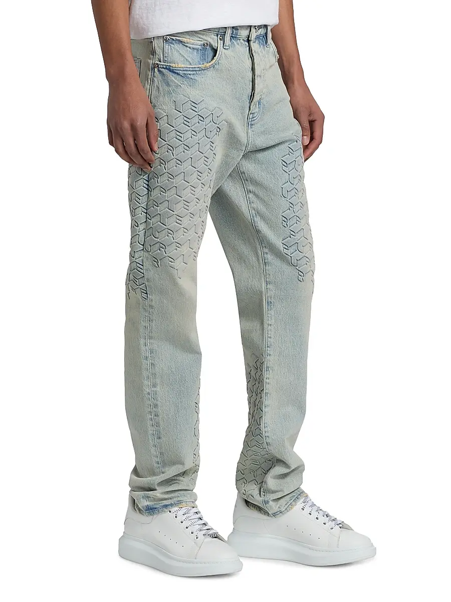 Purple Brand Men's Monogram Embossed Slim Straight Jeans | Thumbnail 4 Purple Brand Men's Monogram Embossed Slim Straight Jeans | Thumbnail 4