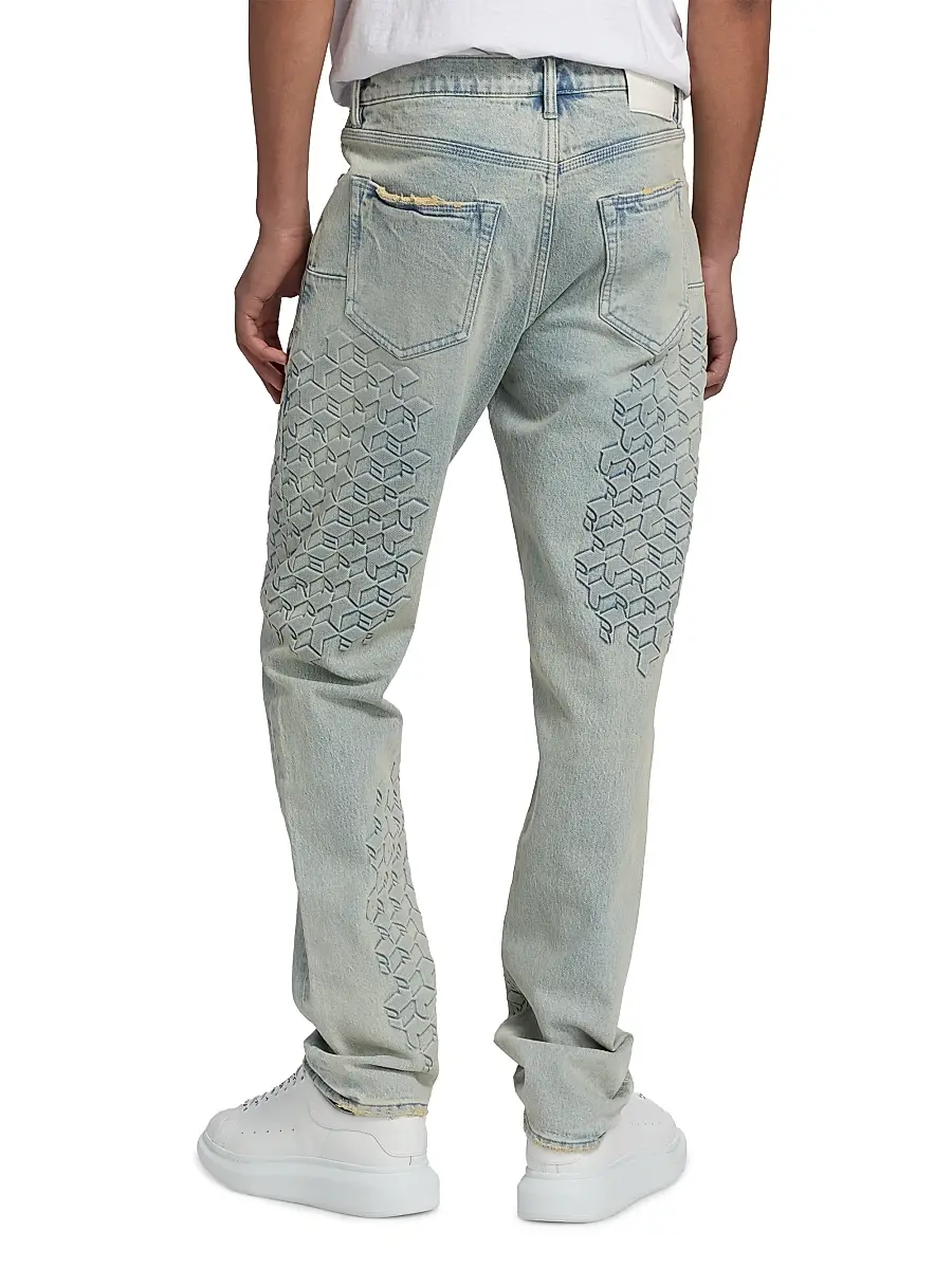Purple Brand Men's Monogram Embossed Slim Straight Jeans | Thumbnail 5 Purple Brand Men's Monogram Embossed Slim Straight Jeans | Thumbnail 5