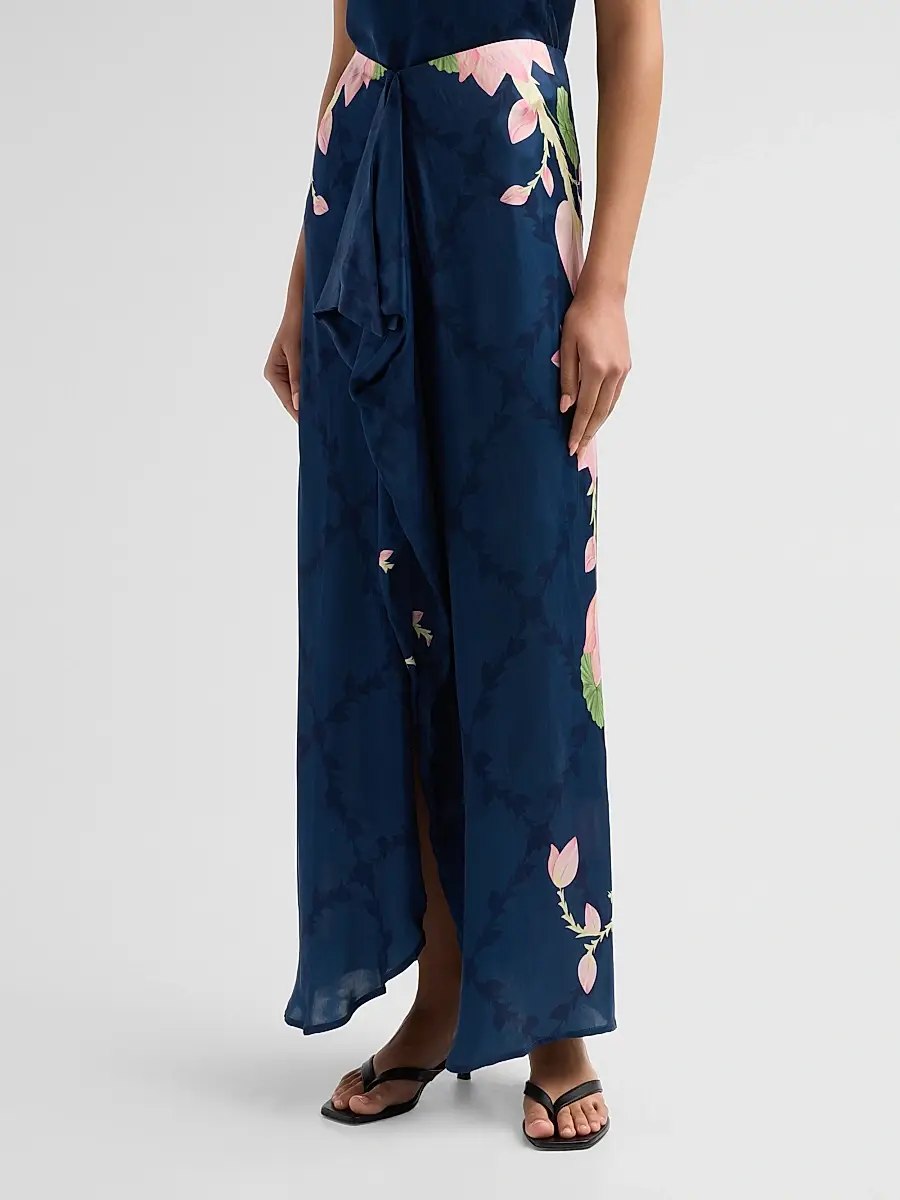 VERANDAH Women's Ammama Hand-Draped Lotus Skirt | Thumbnail 4