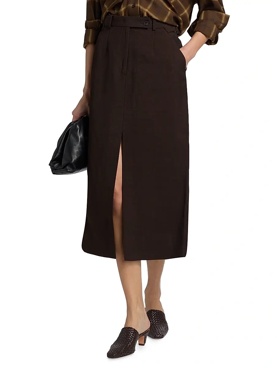 Co Women's Tailored Linen-Blend Pencil Skirt | Thumbnail 3