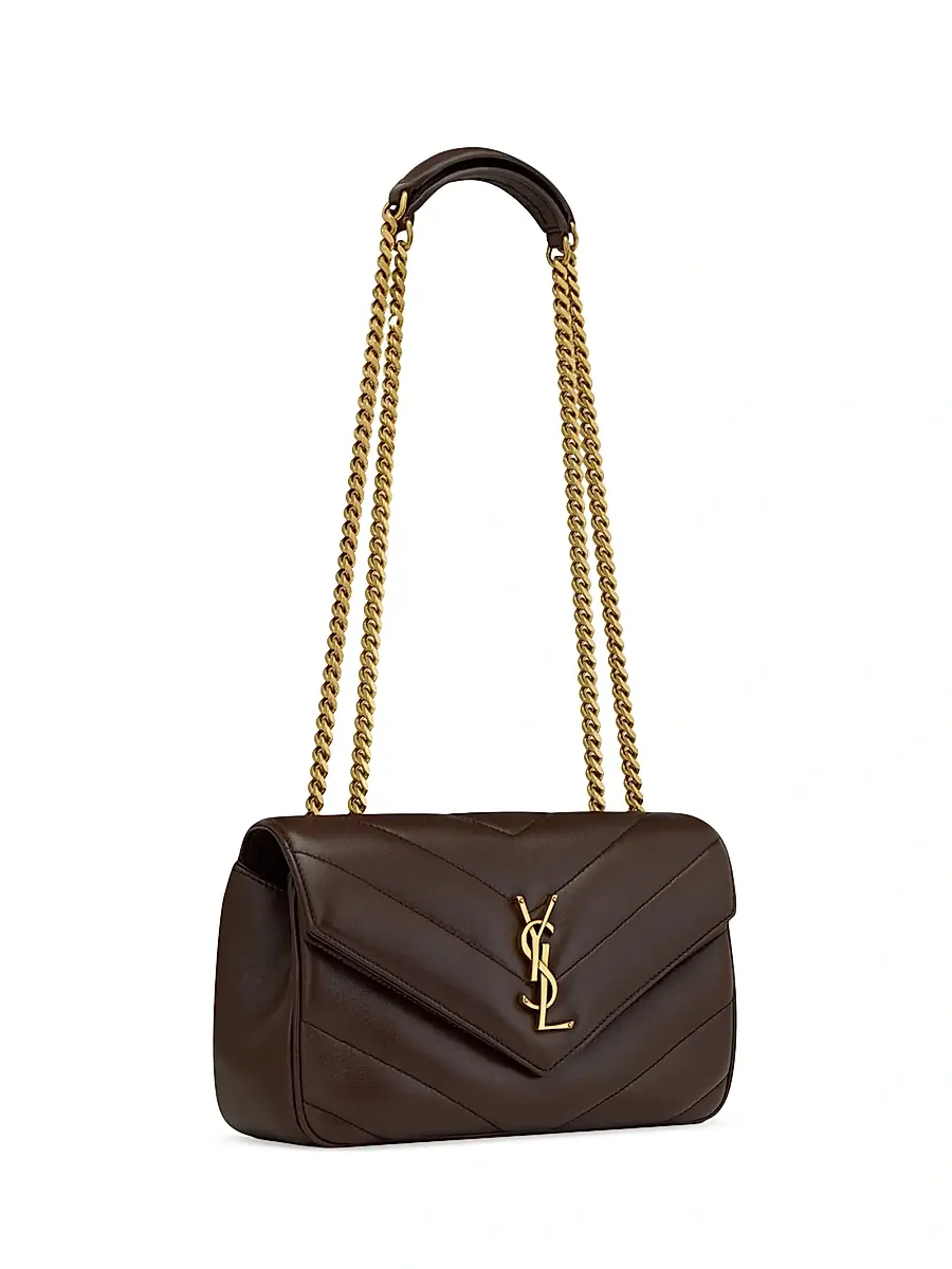 Saint Laurent Women's Loulou Small Shoulder Bag in Matelass Lambskin - Deep Hickory | Thumbnail 3