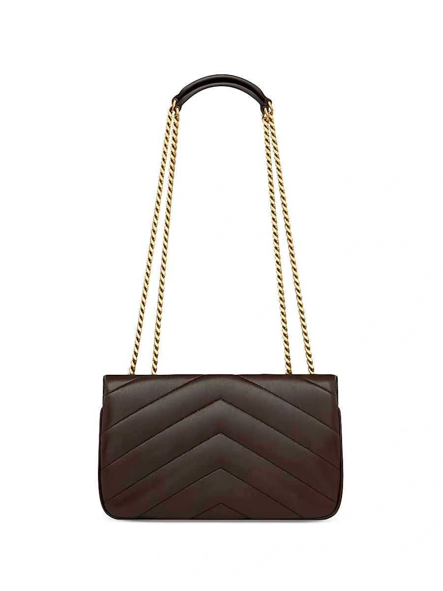 Saint Laurent Women's Loulou Small Shoulder Bag in Matelass Lambskin - Deep Hickory | Thumbnail 4