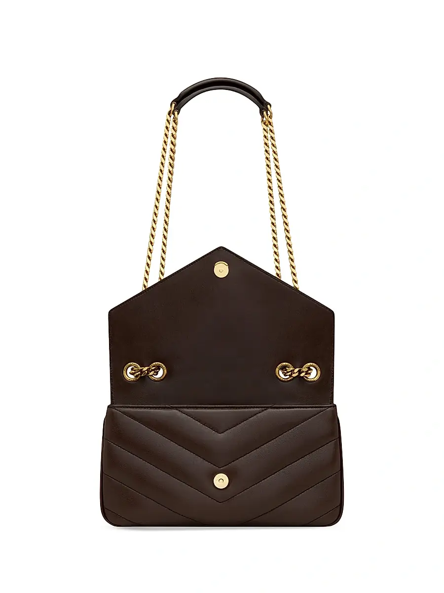 Saint Laurent Women's Loulou Small Shoulder Bag in Matelass Lambskin - Deep Hickory | Thumbnail 6
