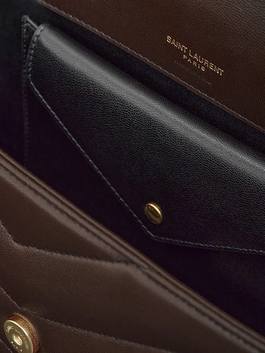Saint Laurent Women's Loulou Small Shoulder Bag in Matelass Lambskin - Deep Hickory | Thumbnail 8