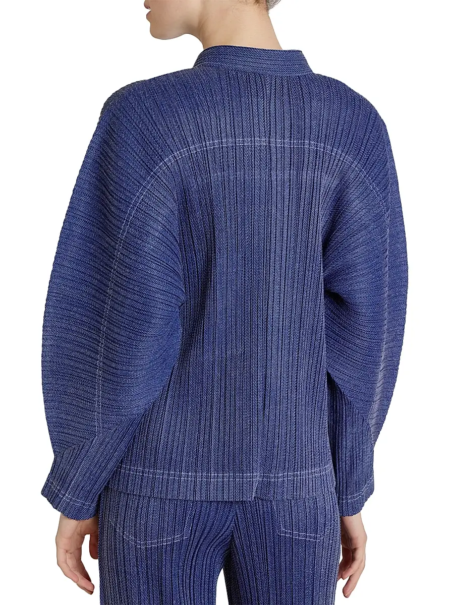 Pleats Please Issey Miyake Women's Denim-Look Plissé Jacket | Thumbnail 5 Pleats Please Issey Miyake Women's Denim-Look Plissé Jacket | Thumbnail 5