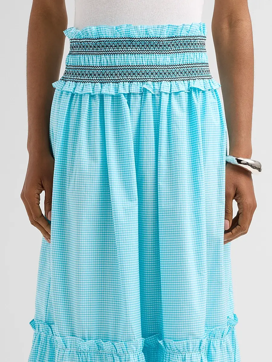 Ganni Women's Check Cotton Smock Waist Skirt | Thumbnail 5 Ganni Women's Check Cotton Smock Waist Skirt | Thumbnail 5