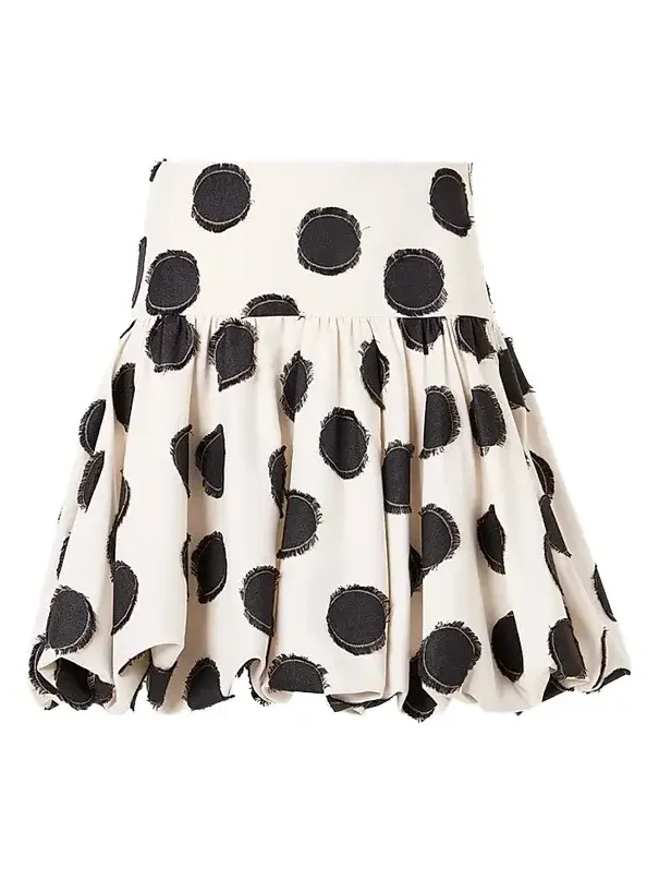 Women's Fringed Polka Dot Jacquard Mini Skirt