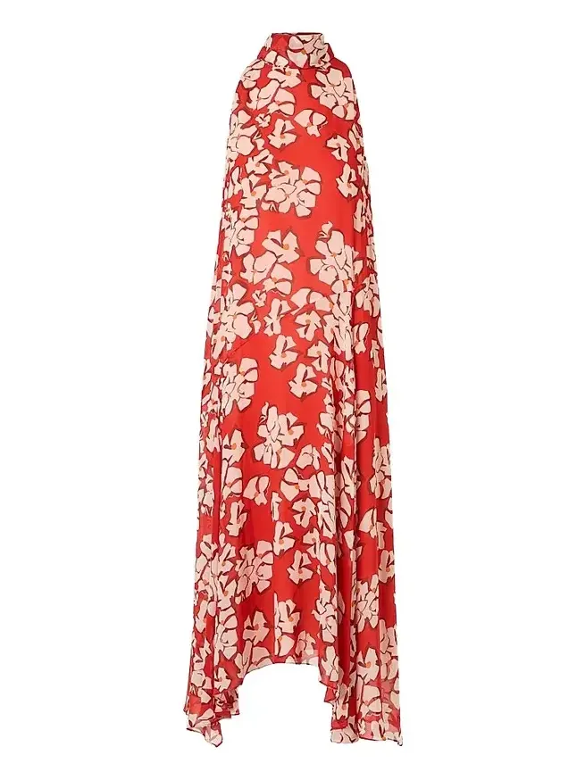 Women's Floral Georgette Handkerchief Midi Dress Women's Floral Georgette Handkerchief Midi Dress