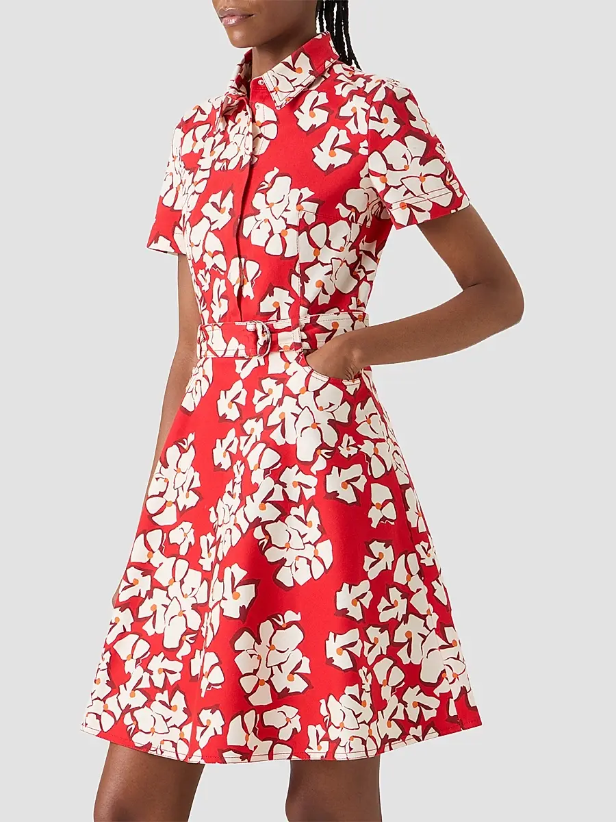 Akris punto Women's Paper-Cut Flower Print Cotton Mini Shirtdress | Thumbnail 6 Akris punto Women's Paper-Cut Flower Print Cotton Mini Shirtdress | Thumbnail 6