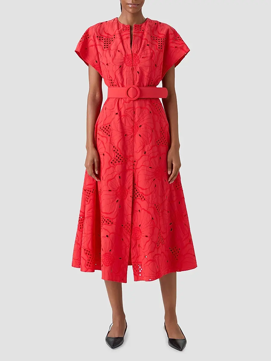 Akris punto Women's Eyelet Embroidered Cotton Midi Dress | Thumbnail 2