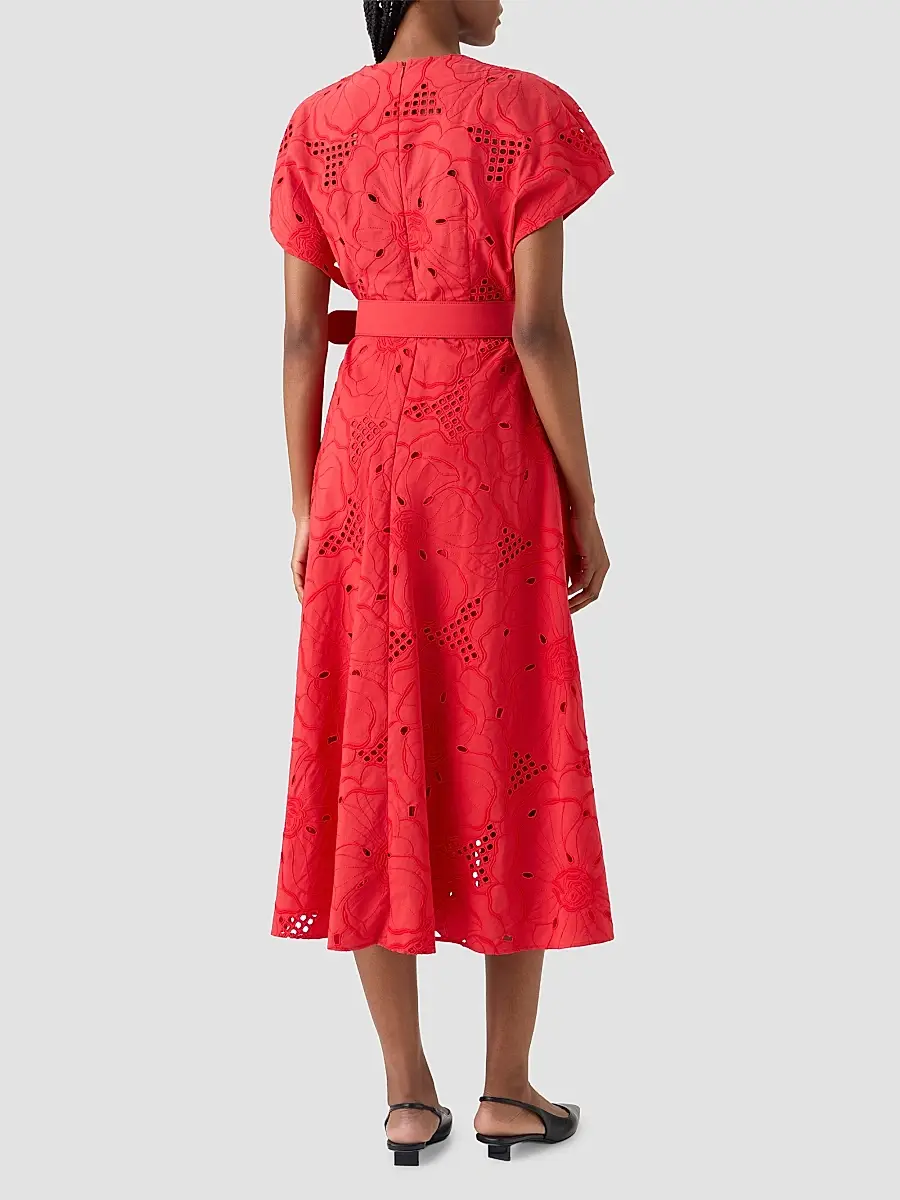 Akris punto Women's Eyelet Embroidered Cotton Midi Dress | Thumbnail 3