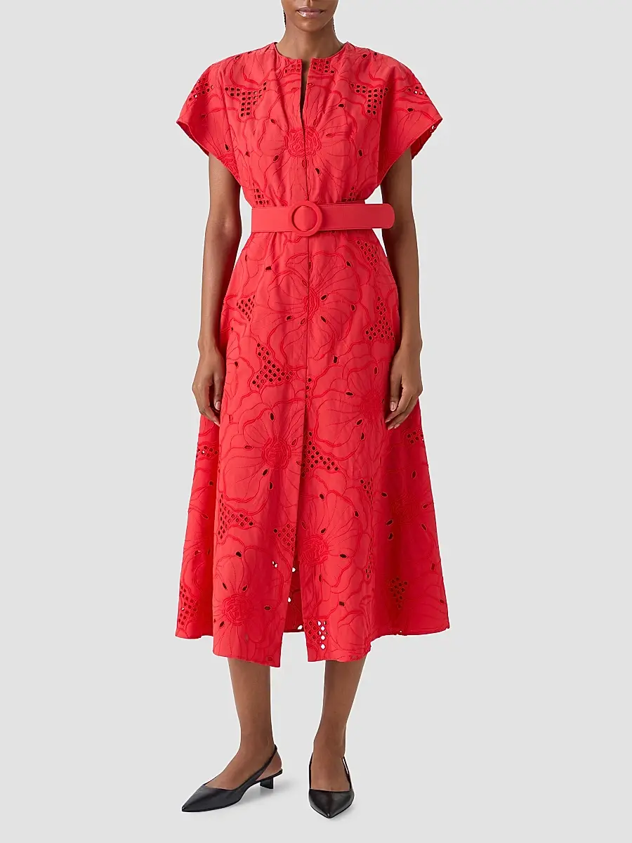 Akris punto Women's Eyelet Embroidered Cotton Midi Dress | Thumbnail 4