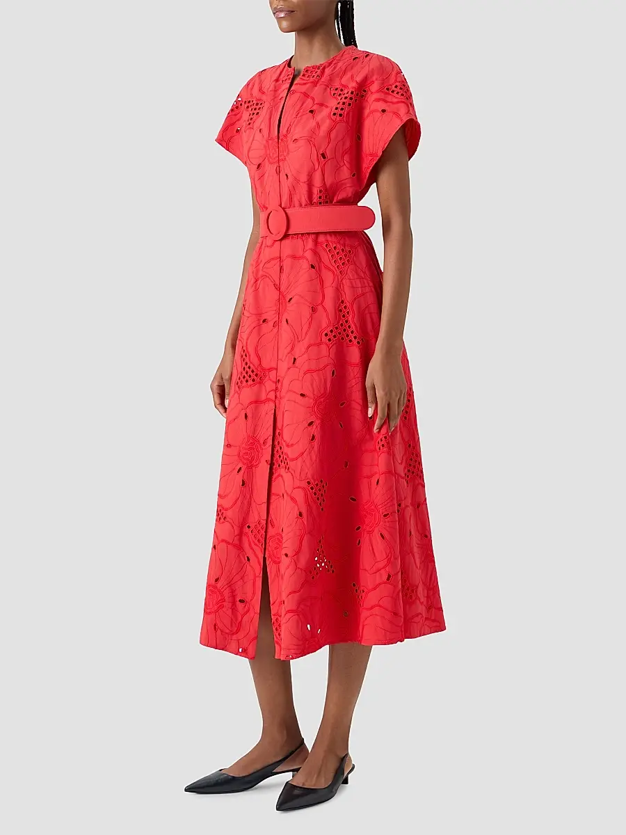 Akris punto Women's Eyelet Embroidered Cotton Midi Dress | Thumbnail 6