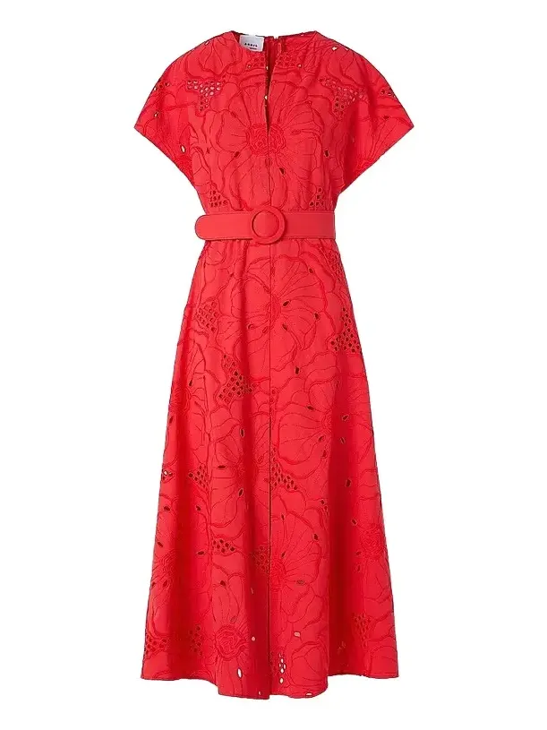 Women's Eyelet Embroidered Cotton Midi Dress