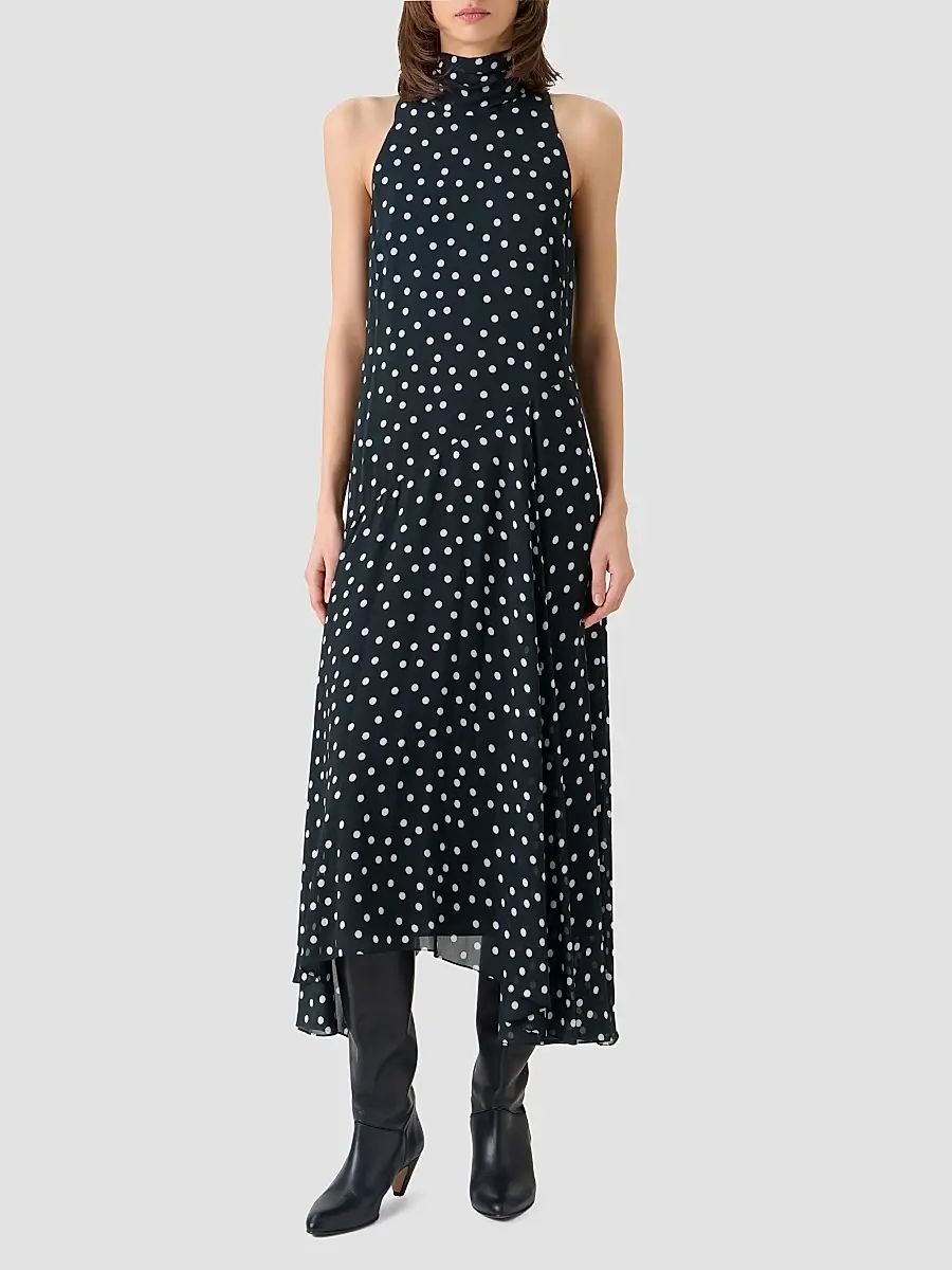 Akris punto Women's Polka Dot Georgette Midi Dress | Thumbnail 2 Akris punto Women's Polka Dot Georgette Midi Dress | Thumbnail 2