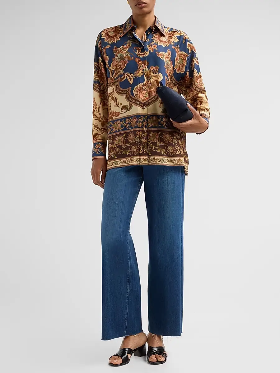 Zimmermann Women's Aster Floral Longline Silk Shirt | Thumbnail 2 Zimmermann Women's Aster Floral Longline Silk Shirt | Thumbnail 2