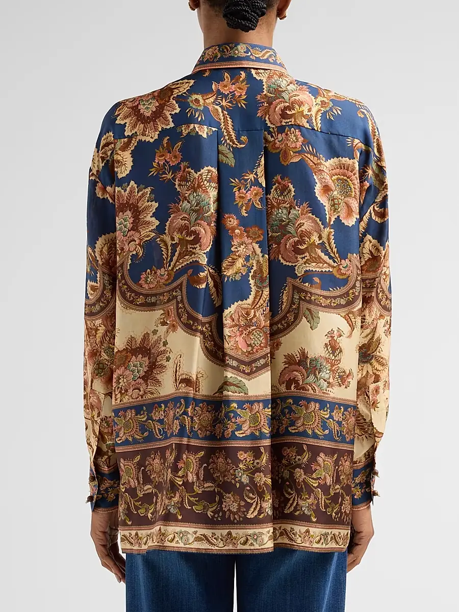 Zimmermann Women's Aster Floral Longline Silk Shirt | Thumbnail 3 Zimmermann Women's Aster Floral Longline Silk Shirt | Thumbnail 3