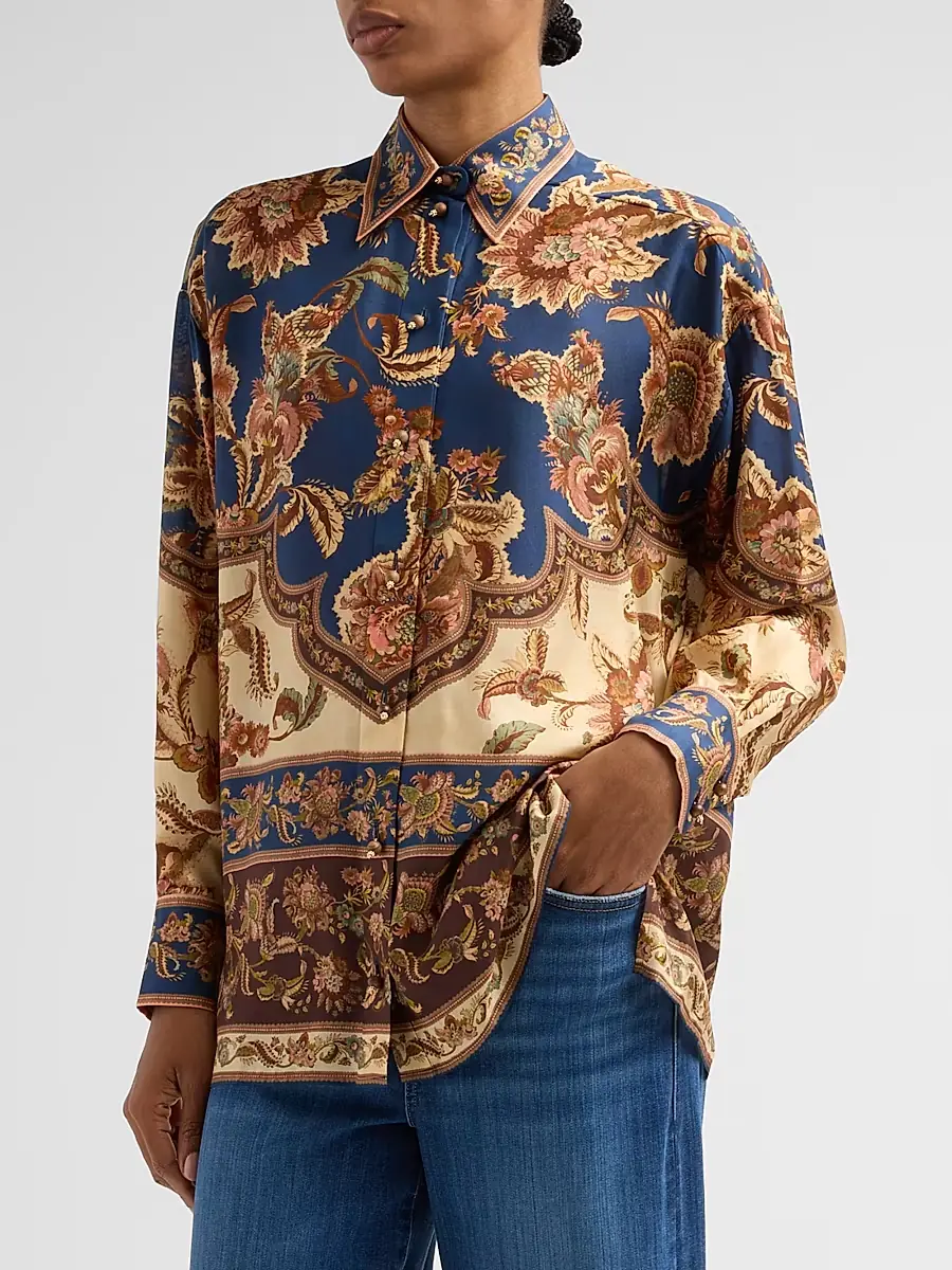 Zimmermann Women's Aster Floral Longline Silk Shirt | Thumbnail 4 Zimmermann Women's Aster Floral Longline Silk Shirt | Thumbnail 4