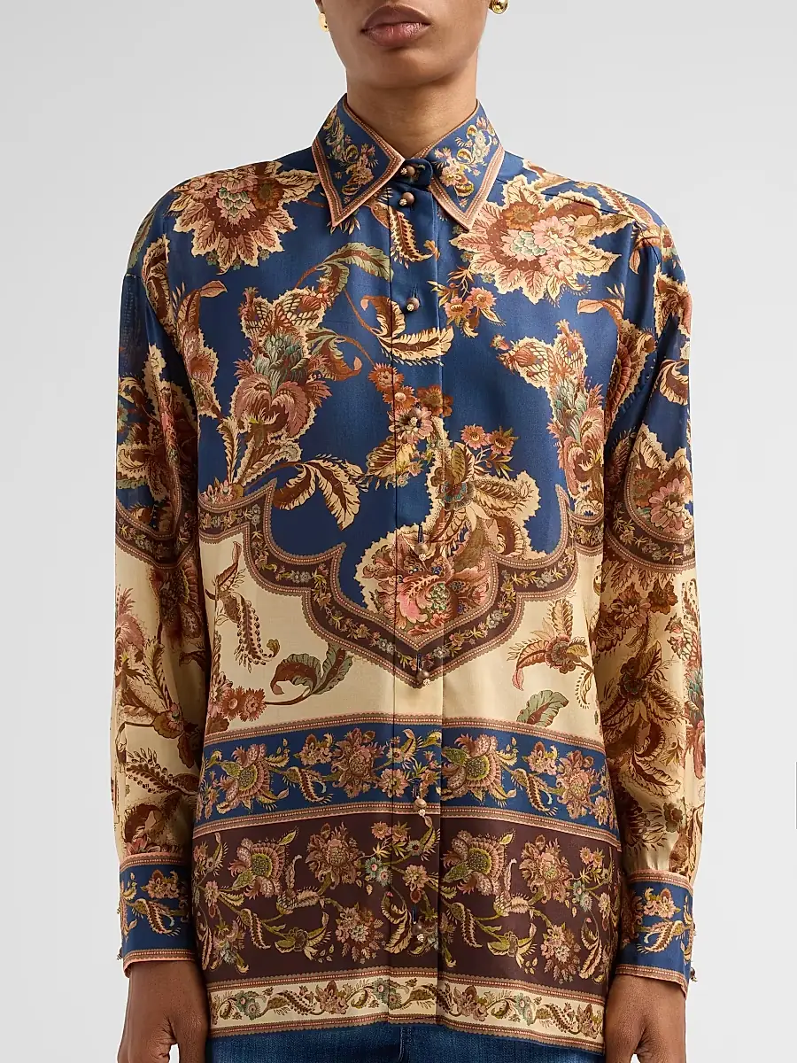 Zimmermann Women's Aster Floral Longline Silk Shirt | Thumbnail 5 Zimmermann Women's Aster Floral Longline Silk Shirt | Thumbnail 5