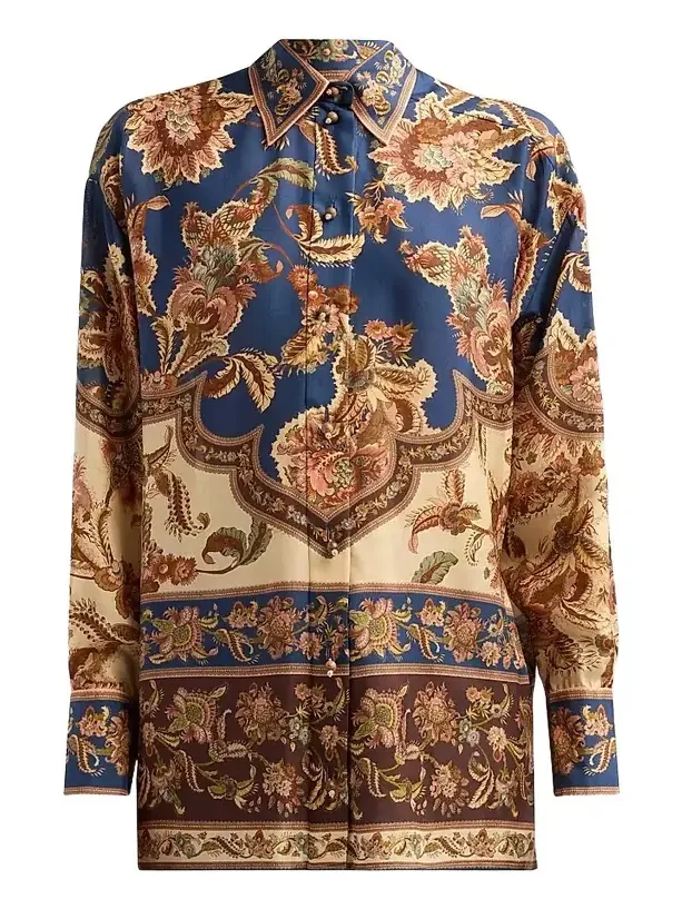 Women's Aster Floral Longline Silk Shirt