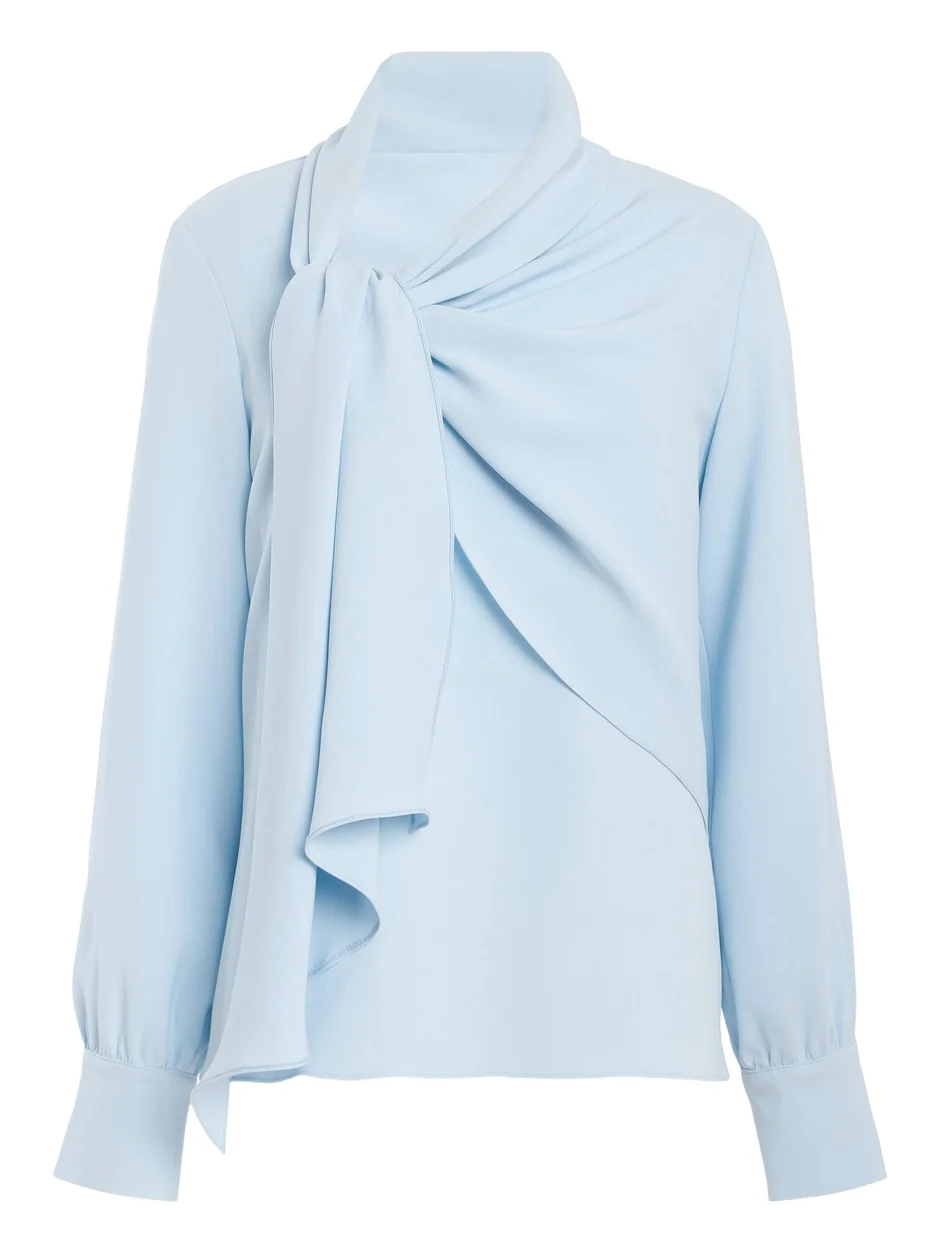 Oscar de la Renta Tie-Neck Georgette Top