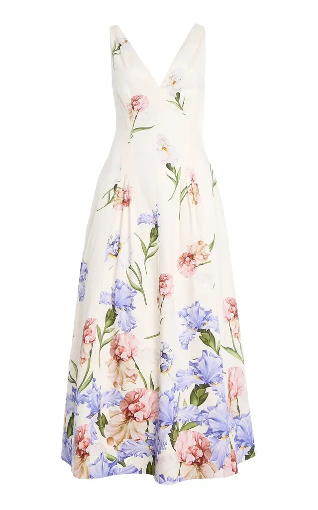 Oscar de la Renta Iris Poplin Midi Dress