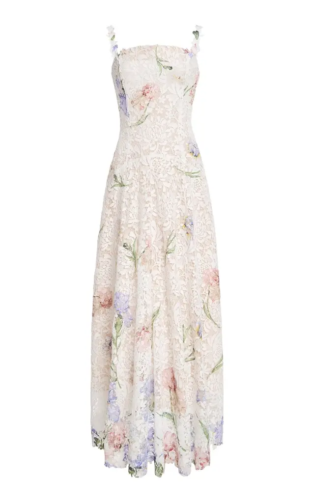 Oscar de la Renta Degradé-Printed Lace Midi Dress