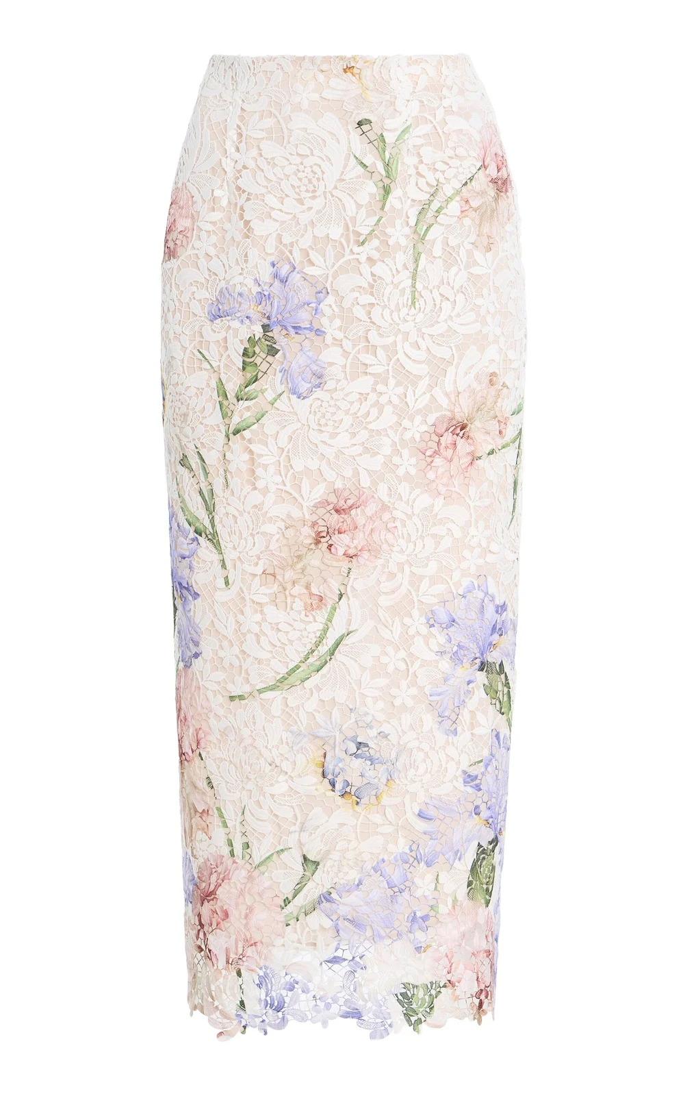 Oscar de la Renta Degradé-Printed Lace Midi Skirt