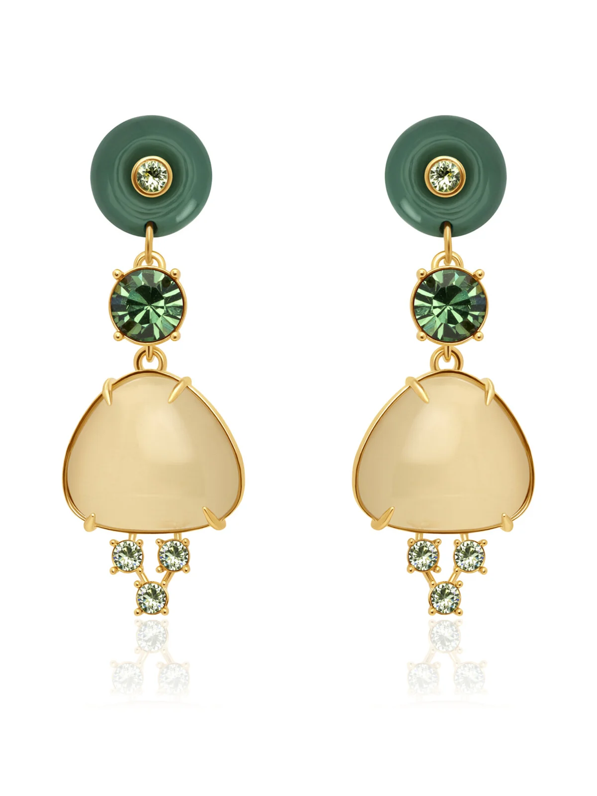 Cabochon Drop Crystal Earrings