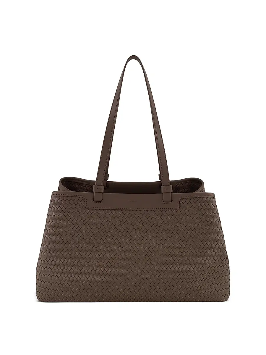 Vince Women's Marin Woven Leather Tote Bag - Date | Image 1 Vince Women's Marin Woven Leather Tote Bag - Date | Image 1