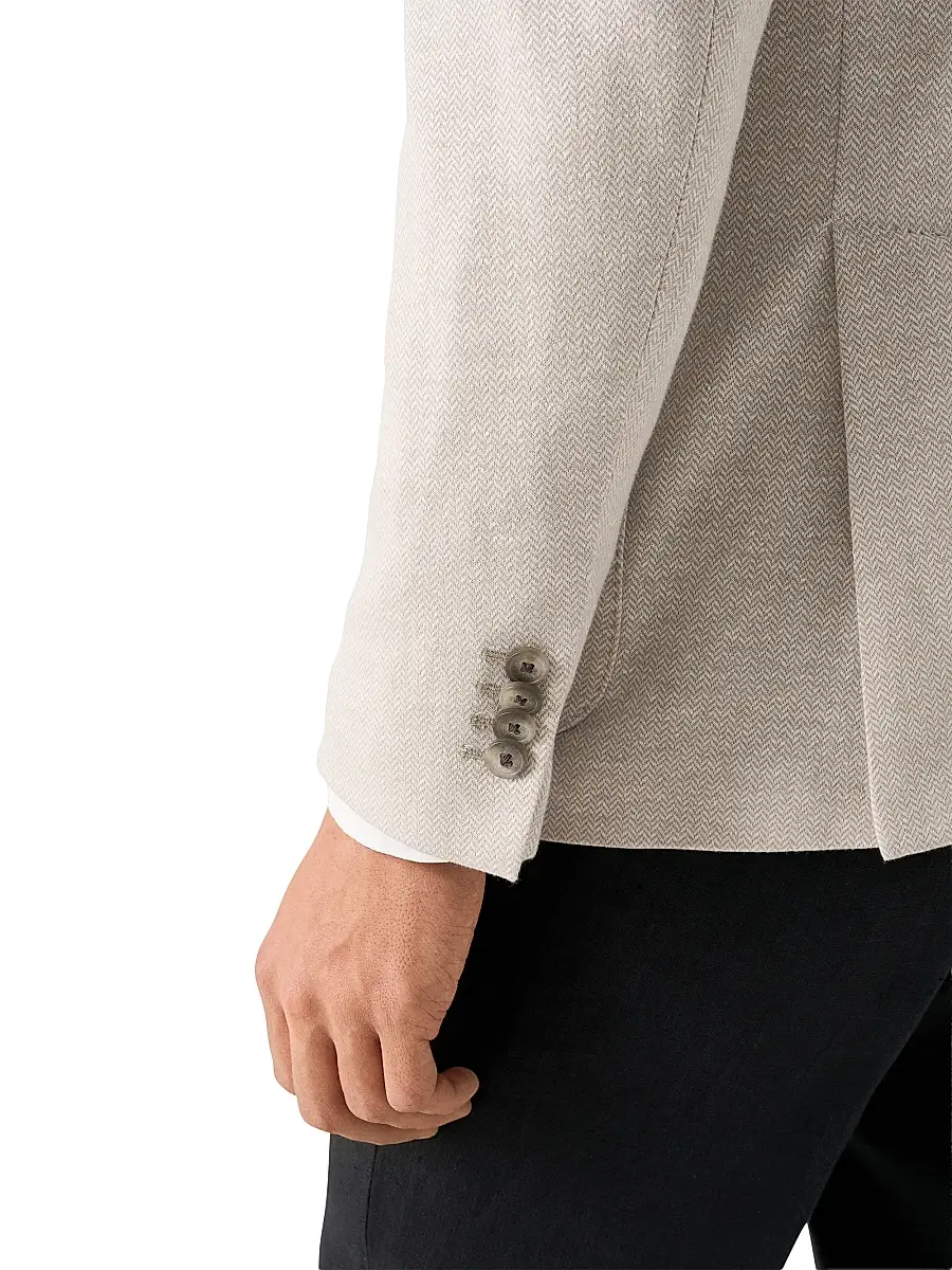 Eton Men's Herringbone Linen Jersey Soft Jacket | Thumbnail 5 Eton Men's Herringbone Linen Jersey Soft Jacket | Thumbnail 5