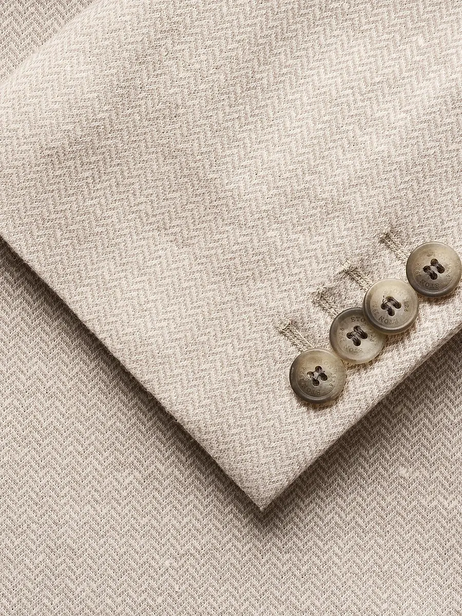 Eton Men's Herringbone Linen Jersey Soft Jacket | Thumbnail 7 Eton Men's Herringbone Linen Jersey Soft Jacket | Thumbnail 7