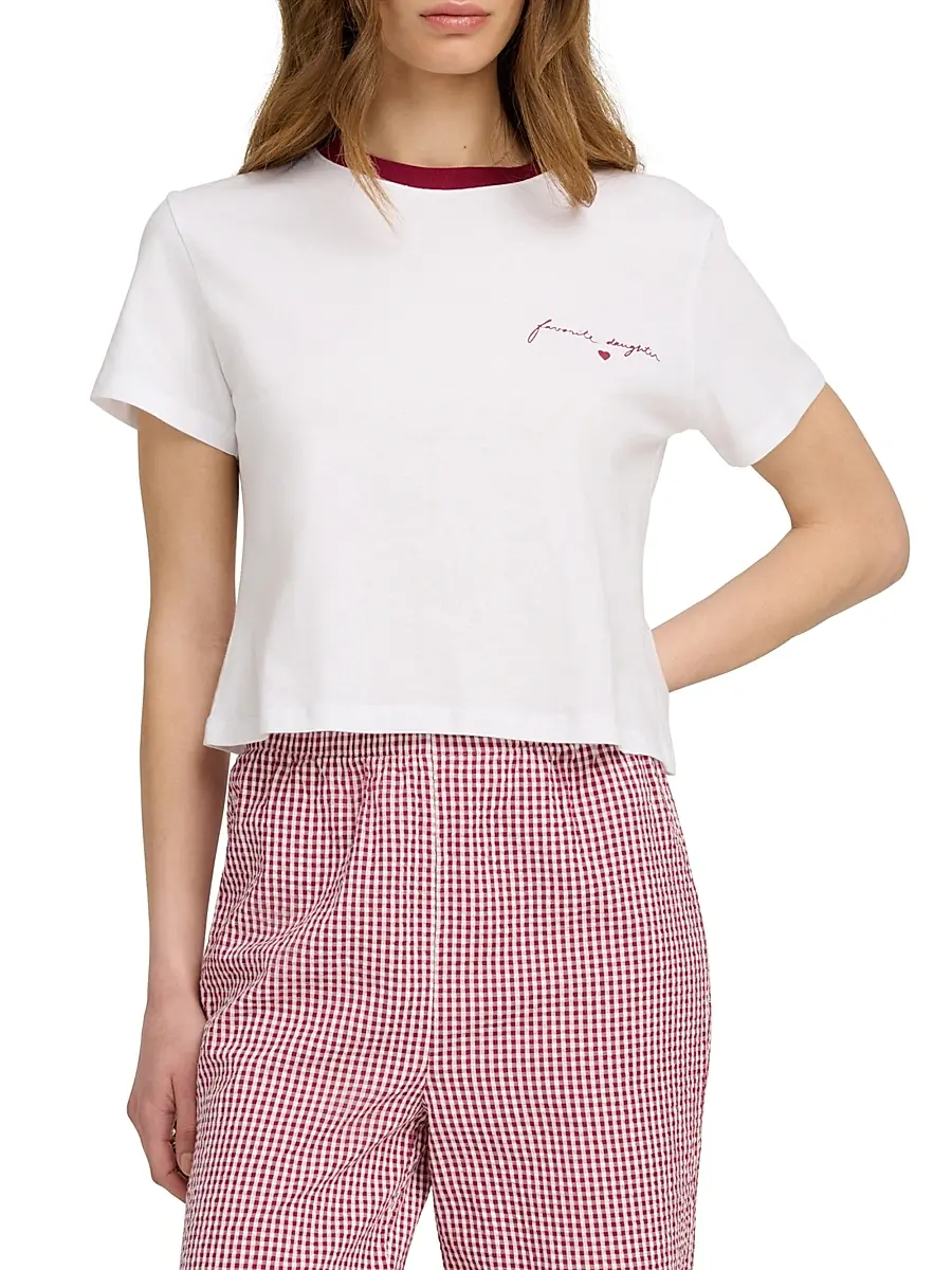 Favorite Daughter Women's The Cropped Signature Logo T-Shirt | Thumbnail 4 Favorite Daughter Women's The Cropped Signature Logo T-Shirt | Thumbnail 4