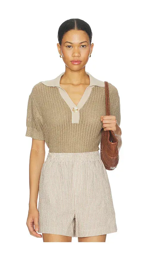 Varley Perrine Knit Polo Top | Image 1 Varley Perrine Knit Polo Top | Image 1