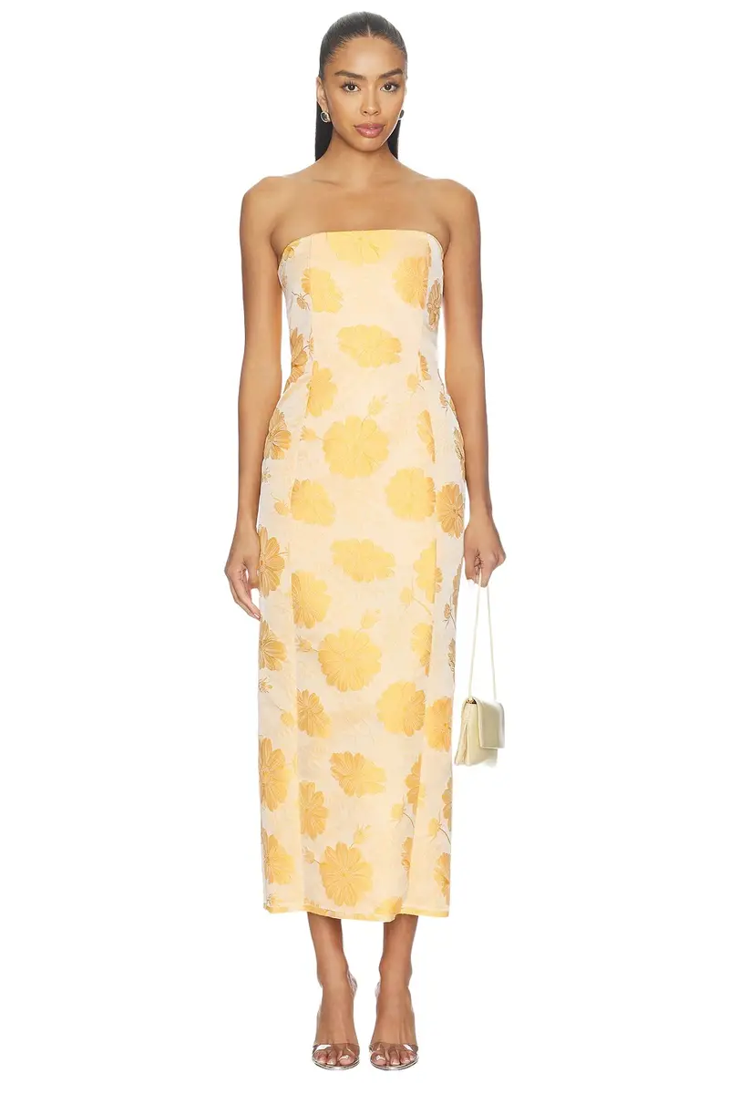 Floral Strapless Midi Dress