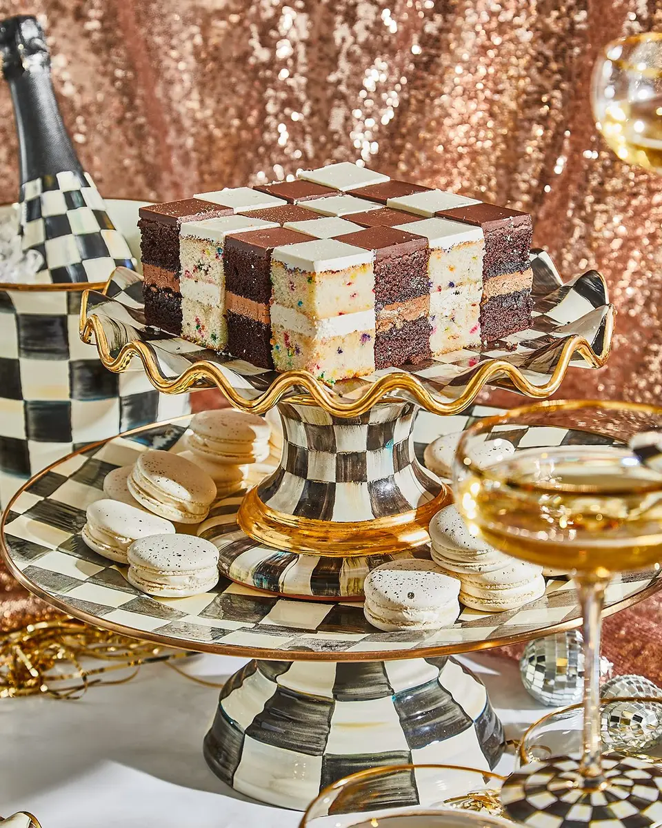 MacKenzie-Childs Courtly Check Enamel Pedestal Platter | Thumbnail 4 MacKenzie-Childs Courtly Check Enamel Pedestal Platter | Thumbnail 4