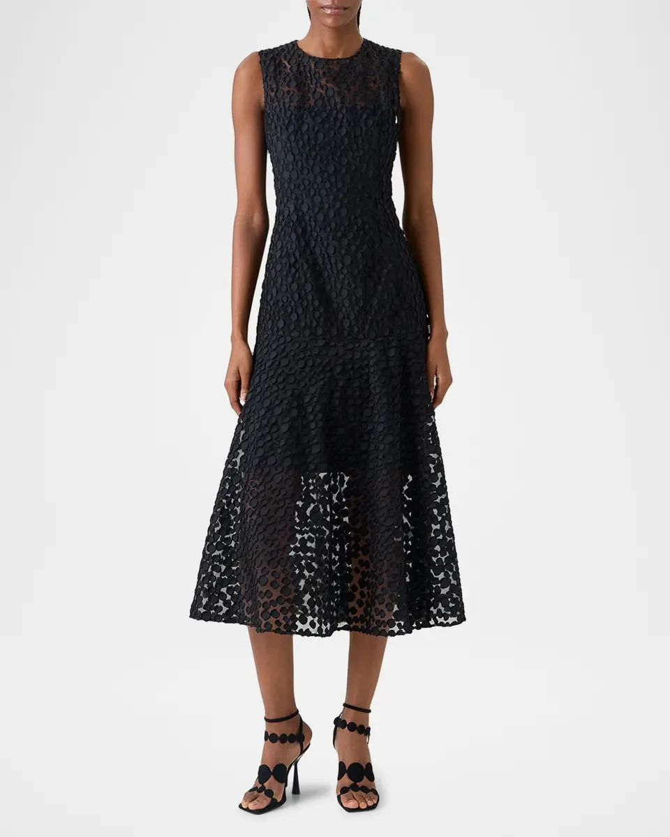 Akris punto Sleeveless Dot Tulle Midi Dress | Thumbnail 2 Akris punto Sleeveless Dot Tulle Midi Dress | Thumbnail 2