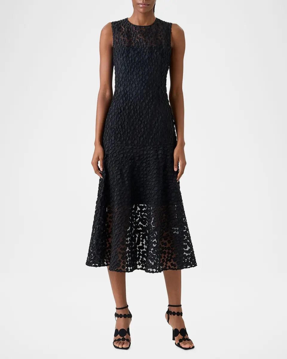 Akris punto Sleeveless Dot Tulle Midi Dress | Thumbnail 6 Akris punto Sleeveless Dot Tulle Midi Dress | Thumbnail 6