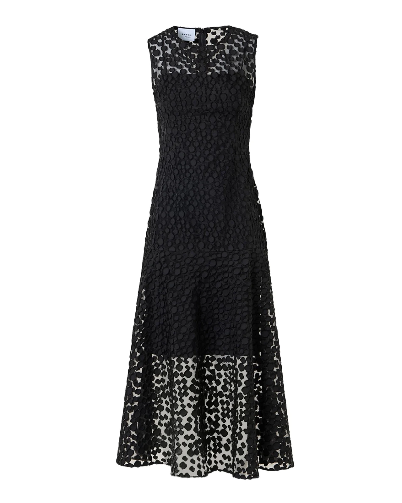 Sleeveless Dot Tulle Midi Dress