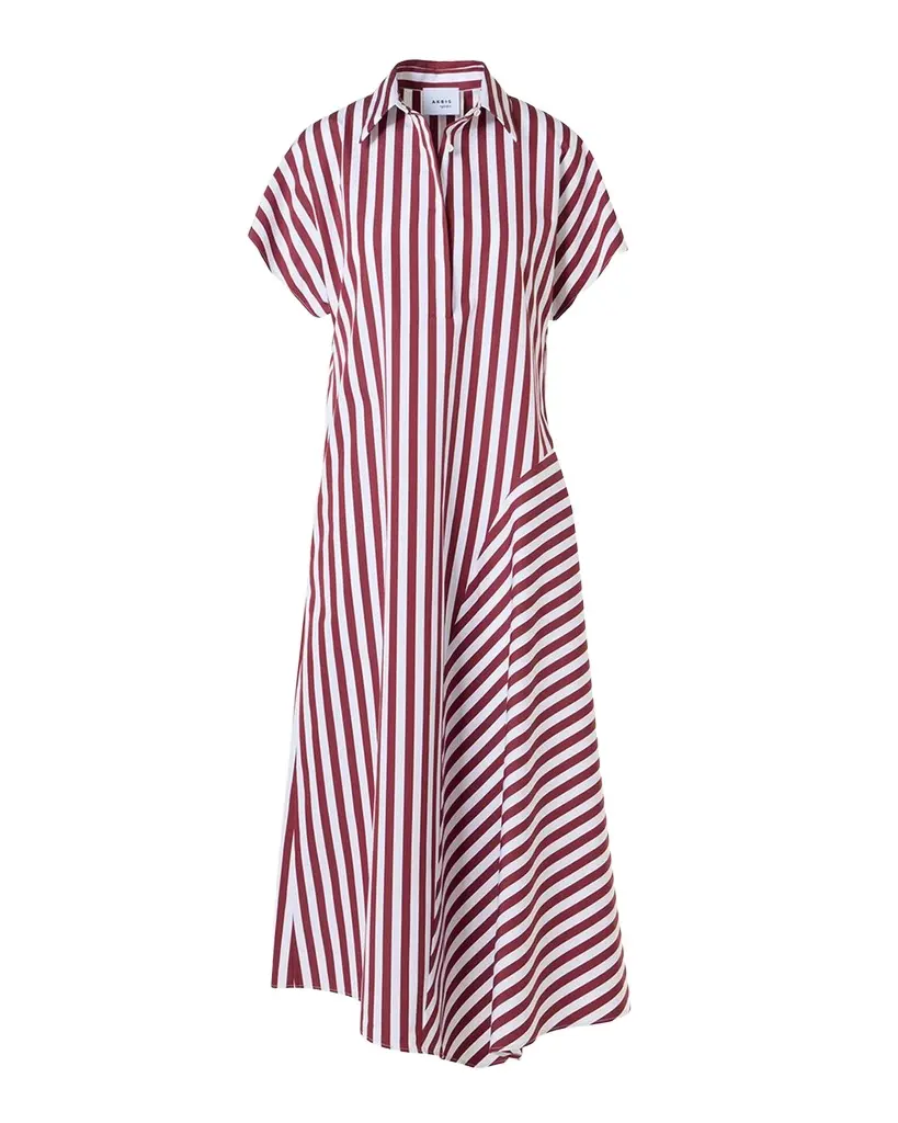 Akris punto Striped Cotton Poplin Cap-Sleeve Handkerchief Midi Shirtdress | Image 1 Akris punto Striped Cotton Poplin Cap-Sleeve Handkerchief Midi Shirtdress | Image 1