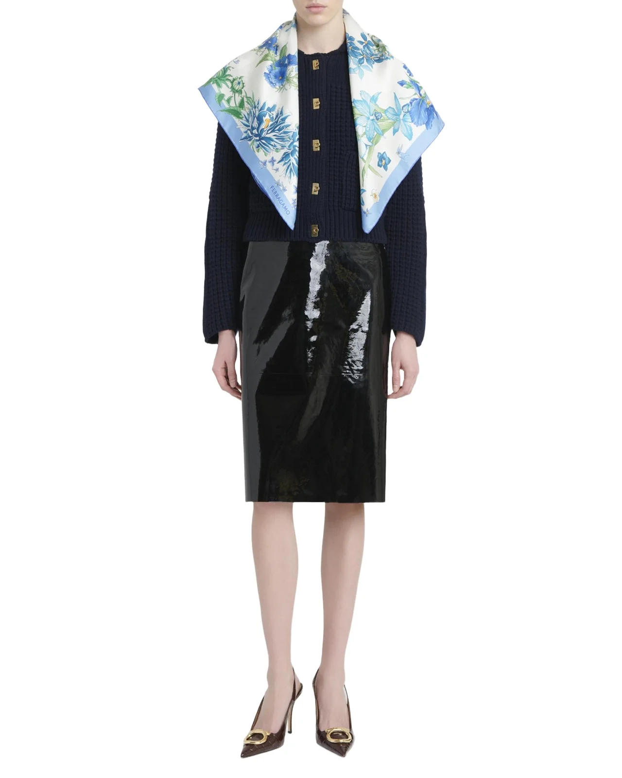 Ferragamo Spring-Print Silk Scarf